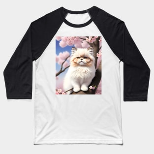 Persian cat in a cherry blossom tree - Modern digital art Baseball T-Shirt